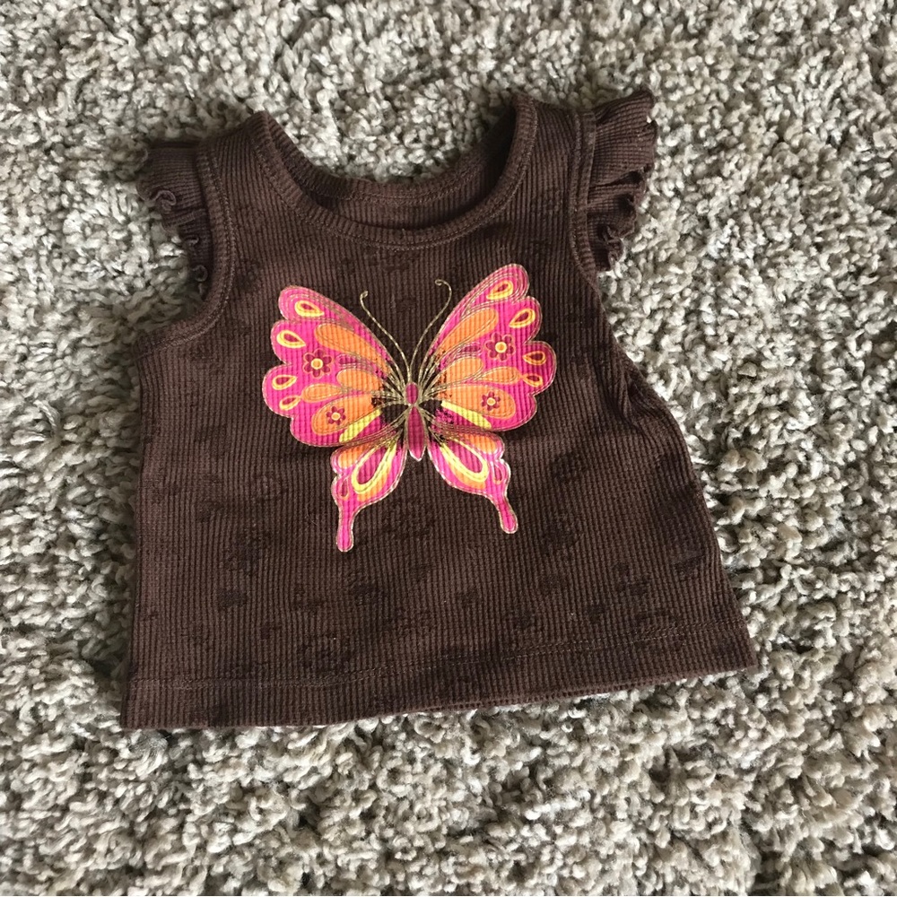 The Children's Place Brown Tee with Pink Butterfly
